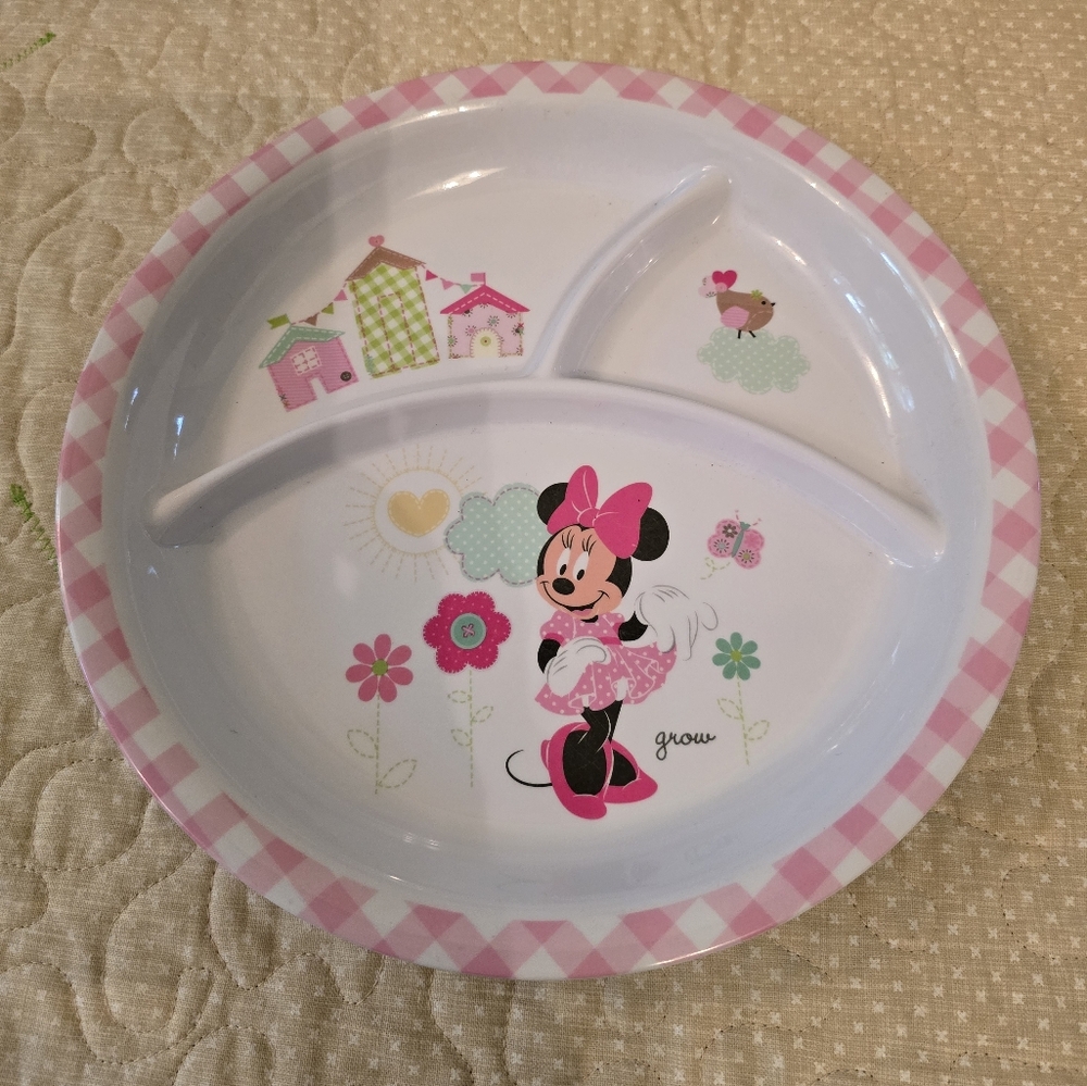Disney Minnie Mouse Pink Divided Plate